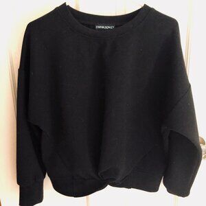 Cynthia Rowley Scuba Knit Black Front Twist Sweatshirt Large